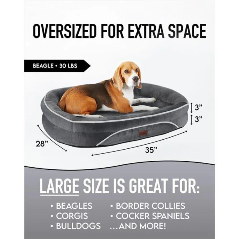 35in Luxury Sofa-Style Pet Orthopedic Bed for Large and Medium Dogs